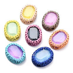 (52) Непрозрачная лаванда Шить на горный хрусталь, флуоресцентный стиль мокко, стекло горный хрусталь, с латунной фурнитурой , аксессуары для одежды, имитация желе, овальные, разноцветные, 21x16x6.7 мм, отверстие : 1.5 мм