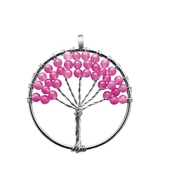 Фуксин Подвески из окрашенного натурального нефрита, плоско-круглые, фуксиново-красные, 3 мм