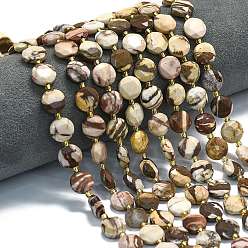 Джаспер Зебра Природные зебры яшмы бисер нитей, граненый шестиугольный разрез, плоско-круглые, с бисером, 10~10.5x6 мм, отверстие : 1 мм, около 31~32 шт / нитка, 15.35''~15.55'' (39~39.5 см)