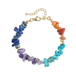 Смешанные камни Браслеты из натуральных бусин лазурита, аметиста, карнеола и синтетической бирюзы для женщин., 6.50 дюйм (16.5 см) ~ 6.69 дюйм (17 см)