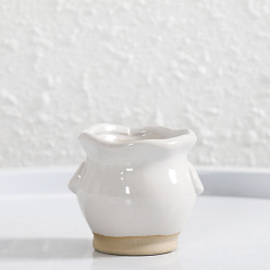 White Mini Ceramic Succulent Planter Pots, with Holes, Thumb Small Flowerpot Ornaments for Office Home Desktop Decor, White, 65x55mm, Bottleneck: 55mm