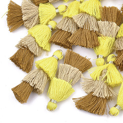 Разноцветный Кулон с кисточкой из поликоттона (полиэстер), с железной фурнитурой, золотые, красочный, 39~40x19~26x6~7 мм, отверстие : 4 мм