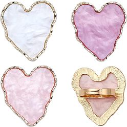 (52) Непрозрачная лаванда 3шт 3 цвета регулируемые смоляные палитры кольца, с кольцом из сплава, инструмент для ногтей, для смешивания основы акрилового УФ-гель-лака, сердце, разноцветные, 4~5 мм, размер США 7 3/4 (17.9 мм), 1 шт / цвет