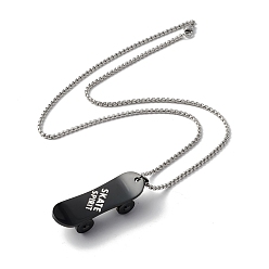 Electrophoresis Black 304 скейтборд из нержавеющей стали с подвеской в виде слова Skate Spirit, панк-хип-хоп украшения для мужчин и женщин, электрофорез черный, 20.08~20.94 дюйм (51~53.2 см)