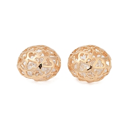 Настоящее золото 18K Латунь с подвесками из прозрачного кубического циркония, без кадмия, без никеля и без свинца, плоско-круглые, реальный 18 k позолоченный, 25x25x17.5 мм, отверстие : 2.5~3x4~5 мм