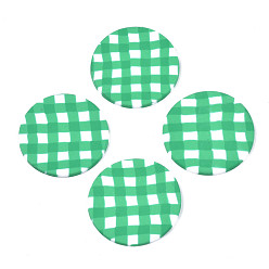 Medium Sea Green Handmade Polymer Clay Pendants, Flat Round, Medium Sea Green, 32x2mm, Hole: 1.6mm