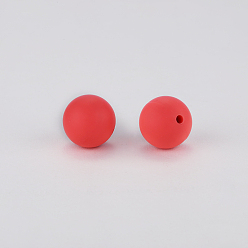 Salmon Round Silicone Focal Beads, Chewing Beads For Teethers, DIY Nursing Necklaces Making, Salmon, 15mm, Hole: 2mm