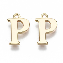 Letter P Латунь прелести, без никеля , буквы, реальный 18 k позолоченный, letter.p, р: 14x9x1 мм, отверстие : 1.2 мм
