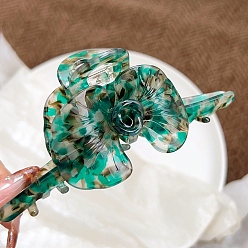 Зеленый Заколки для волос с когтями из ацетата целлюлозы (смола), цветок, заколка для волос для женщин и девочек, зелёные, 130x56 мм