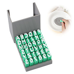 Морско-зеленый Наборы глиняных штампов с заглавными буквами из пластика, для глиняной керамики, цвета морской волны, 93x74x42 мм, штамп: 11.5x10x35 мм, 36 шт / комплект