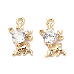 Echt 18 k vergoldet Messing Glas Reize, Hirsch, echt 18 k vergoldet, 9.5x6x2.5 mm, Bohrung: 0.9 mm