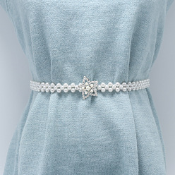 Звезда Белые пластиковые цепочки на талию с бусинами из искусственного жемчуга, Сплав с застежками, платина, звезда, 650 мм