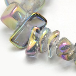 Colorful Electroplate Natural Quartz Crystal Chip Beads Strands, Clear, 9~23x5~11x3~8mm, Hole: 1mm, about 62pcs/strand, 15.74 inch