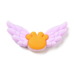 Violet Wing Food Grade Eco-Friendly Silicone Focal Beads, Violet, 18x37x7.5mm, Hole: 2.2mm