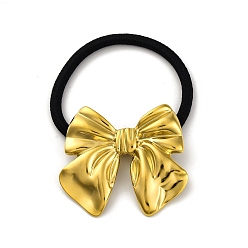 Золотой Ионное покрытие (ip) 304 резинки для волос из нержавеющей стали, с нейлоновым шнуром, бантом, золотые, внутренний диаметр: 45 мм