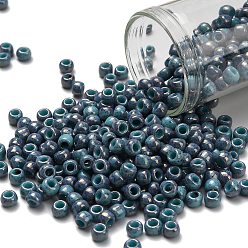 (1206) Opaque Turquoise Amethyst Marbled Тохо 6/0 круглые бусины, японский бисер, (1206) непрозрачный бирюзовый аметист мраморный, 4 мм, отверстие : 1.5 мм, Около 7570 шт / фунт