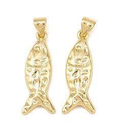 Настоящее золото 18K Латунные подвески, рыбы прелести, долговечный, стойки покрытие, без свинца и без кадмия, реальный 18 k позолоченный, 25x9.5x3 мм, отверстие : 4.5x3.5 мм