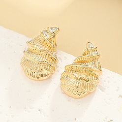 Light Gold Серьги-гвоздики из сплава морской улитки, с 304 штифтами из нержавеющей стали для женщин, золотой свет, 25x15.4 мм