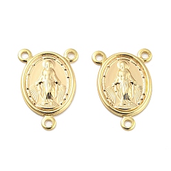 Настоящее золото 18K Центральные детали латунных четок овальной формы со звеньями люстры Девы Марии, без кадмия, без никеля и без свинца, 3 петлевой разъем, о святом решений ювелирных изделий, реальный 18 k позолоченный, 16.5x12x1 мм, отверстие : 1 мм