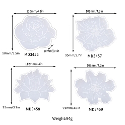 Flower Coaster DIY Silicone Mold, Resin Casting Molds, for UV Resin, Epoxy Resin Craft Making, Flower, 90~95x107~110x10mm, 4pcs/set