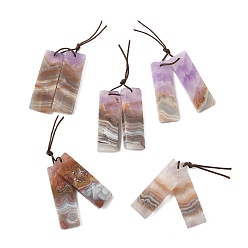 Натуральный Агат Подвески из натурального аметиста и кружевного агата, прямоугольные, 32~38x12~12.5x3.5~4.5 мм, отверстие : 0.8~1 мм