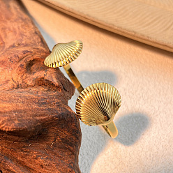 Золотой Форма ракушки 304 браслеты-манжеты из нержавеющей стали для женщин, золотые, внутренний диаметр: 2-1/2 дюйм (6.3 см)