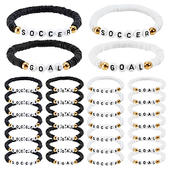 (52) Непрозрачная лаванда 16шт. 4 браслеты из акрила и полимерной глины ручной работы, разноцветные, внутренний диаметр: 2 дюйм (5 см)