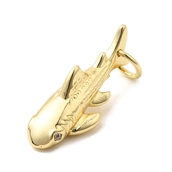 Shark Латунные микро проложить кубического циркония подвески, долговечный, без кадмия и без свинца, с целью перехода в кольце, реальный 18 k позолоченный, акула, 15x6x5 мм, отверстие : 2.5 мм