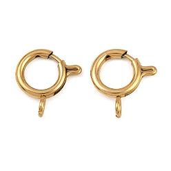 Настоящее золото 18K 304 пружинные кольца из нержавеющей стали, ионное покрытие (ip), реальный 18 k позолоченный, 16.5x12x2.5 мм, отверстие : 3 мм
