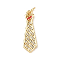 Красный Латунные микропаве прозрачные подвески с фианитом, связать, Эмаль стиле, с целью перехода в кольце, без кадмия и без свинца, стойки покрытие, долговечный, реальный 18 k позолоченный, красные, 22x7x1.5 мм, отверстие : 3 мм