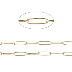 Doré  Placage ionique (ip) 304 chaînes de trombones en acier inoxydable, soudé, avec bobine, or, 10x2.5x0.5mm, environ 65.61 pieds (20 m)/rouleau