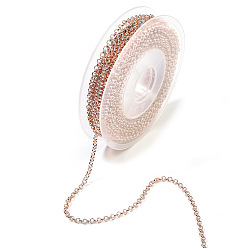 Розовое Золото Роло железа цепи, отрыгивающая цепь, плоско-круглые, с катушкой, пайки, розовое золото , 3.8 мм, около 16.40 футов (5 м) / рулон