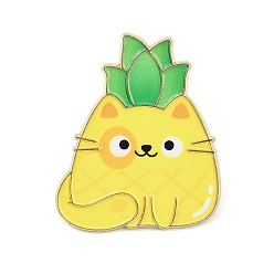 Желтый В форме кошки с эмалированными булавками в виде ананаса, булавки для рюкзака, одежда из сплава, желтые, 30x25 мм