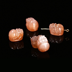 Pi Xiu Бусины из натурального персикового лунного камня, Pi Xiu, 13~18 мм