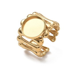 Golden 304 Stainless Steel Cuff Ring Components, Round Bezel Pad Ring Setting, Ion Plating(IP), Long-Lasting Plated, Golden, 18mm,18mm, Tray Size: 12mm