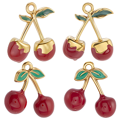 Красный 8 шт 2 стили 304 подвески из нержавеющей стали, с эмалью, вишневое очарование, золотые, красные, 15~19x15~16x5 мм, отверстие : 1.5~1.8 мм, 4 шт / стиль