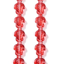 Красный Нити прозрачных бусин из стеклянной эмали, бусины ручной работы, черепаха, красные, 18x14x8.5 мм, отверстие : 1.2 мм, около 22 шт / нитка, 14.76~14.96'' (37.5~38 см)
