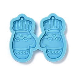 Deep Sky Blue DIY Pendant Silicone Molds, for Earring Making, Resin Casting Molds, For UV Resin, Epoxy Resin Jewelry Making, Glove, Deep Sky Blue, 42x49x4mm, Hole: 2mm, Inner Diameter: 38x21mm