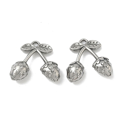 Клубника 304 подвески из нержавеющей стали, фруктовое очарование, клубника, 16x18.5x6 мм, отверстие : 1.5 мм