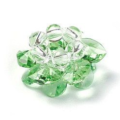 Light Green Glass Woven Beads, Cluster Beads, Lotus, Light Green, 25~28x14mm, Hole: 5mm