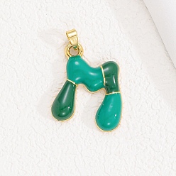 Letter M Подвески из эмали и сплава, буквенное очарование, золотые, Буква М, 26x21.5x3.5 мм, отверстие : 3.5x2.5 мм