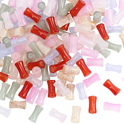 (52) Непрозрачная лаванда 200шт. стеклянные бусины для выпечки, бамбук, с блеском порошок, два тона, разноцветные, 12x6~6.5 мм, отверстие : 1.2~1.8 мм