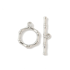 Платина Застежка тоггл из сплава, без кадмия и без свинца, стойки покрытие, бамбук, платина, Кольцо: 15x12x2 mm, отверстие : 1.4 мм, бар: 4.5x22x2 mm, отверстие : 1.4 мм