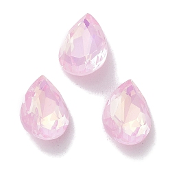 Розовый Стеклянные стразы кабошоны, точка назад и задняя пластина, граненые, слеза, светло-розовый, 10x7x10 мм