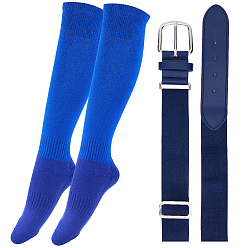 Синий 1 пара однотонных футбольных носков из поликоттона, с 1полиэстеровыми эластичными ремнями для софтбола из искусственной кожи, синие, 600x168x5 мм