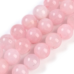 Розовый Кварц Природного розового кварца нитей бисера, круглые, 12 мм, отверстие : 1 мм, около 31 шт / нитка, 14.76'' (37.5 см)