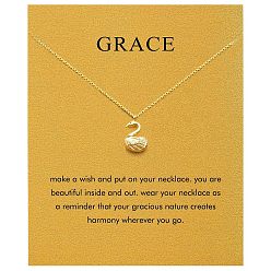 Лебедь Дружба латунные подвески ожерелья, золотые, лебедь, 17.72 дюйм (45 см)