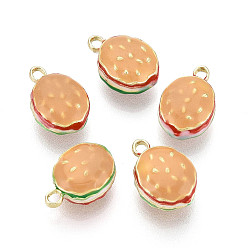 Цвет Древесины Стеллаж покрытие сплава эмалью подвески, гамбургерные прелести, без кадмия, без никеля и без свинца, золотой свет, деревесиные, 13.5x9x6 мм, отверстие : 1.6 мм