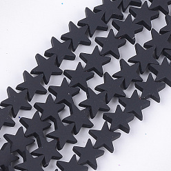 Черный Окрашенного распылением немагнитных синтетических нитей гематита бусы, звезда, чёрные, 9x9x2.5 мм, отверстие : 0.8 мм, около 59~60 шт / нитка, 15.5 дюйм