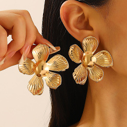 Цветок Серьги сплава, золотые, цветок, 50 мм